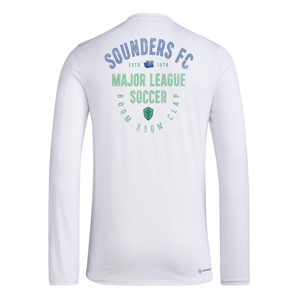 adidas Men's Seattle Sounders MLS Long Sleeve T-Shirt, White - size 3XL