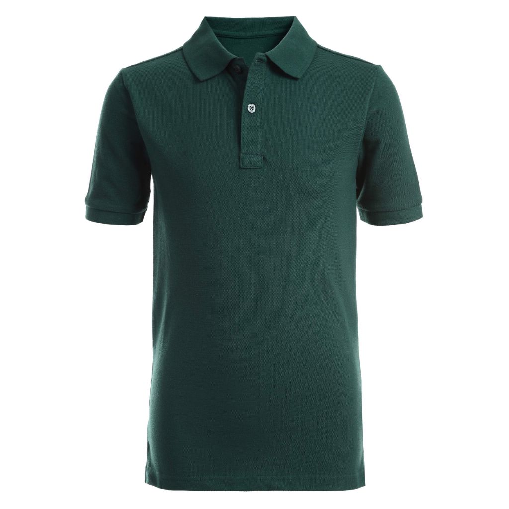 SZ L, Chaps Young Men's Uniform Short Sleeve Stretch Pique Polo, Hunter, 38/39