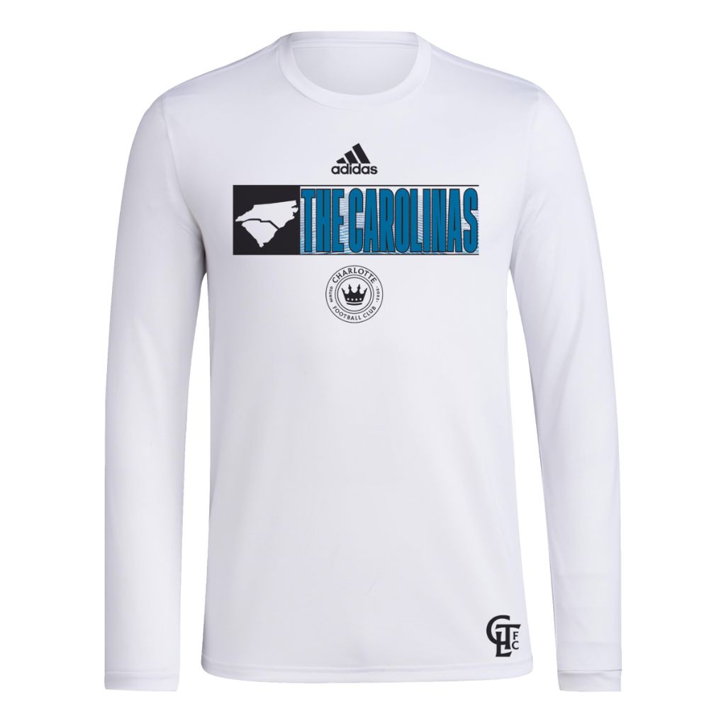 Adidas Men's Charlotte FC Jersey Hook Long Sleeve Pre-game Jersey, White, X-Large