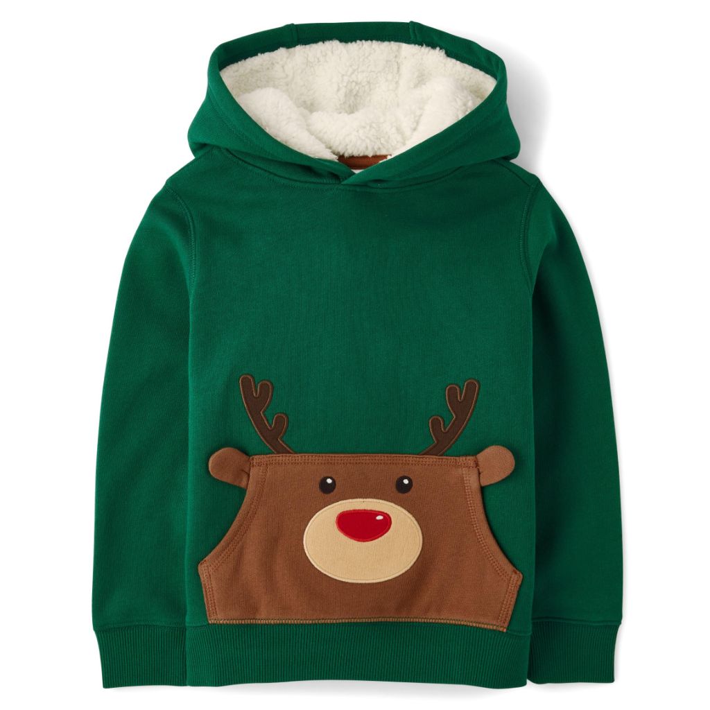 Gymboree,and Toddler Long Sleeve Hoodie Sweatshirt,Green Reindeer,6