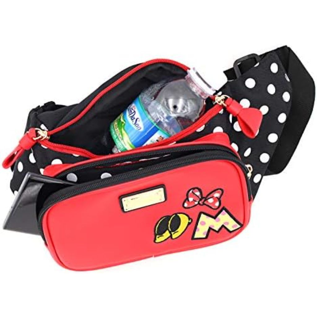 Minnie Ribbon Travel Bow Fanny Pack Crossbody Faux Leather Purse