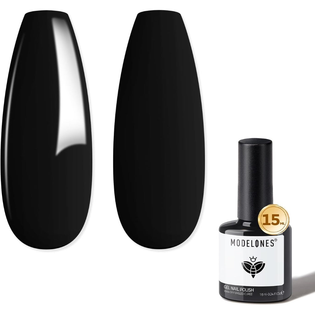 modelones Gel Nail Polish Black Gel Polish Black Nail Polish Soak Off No Peel Thickening Nail Art Manicure for Girl 15 ML