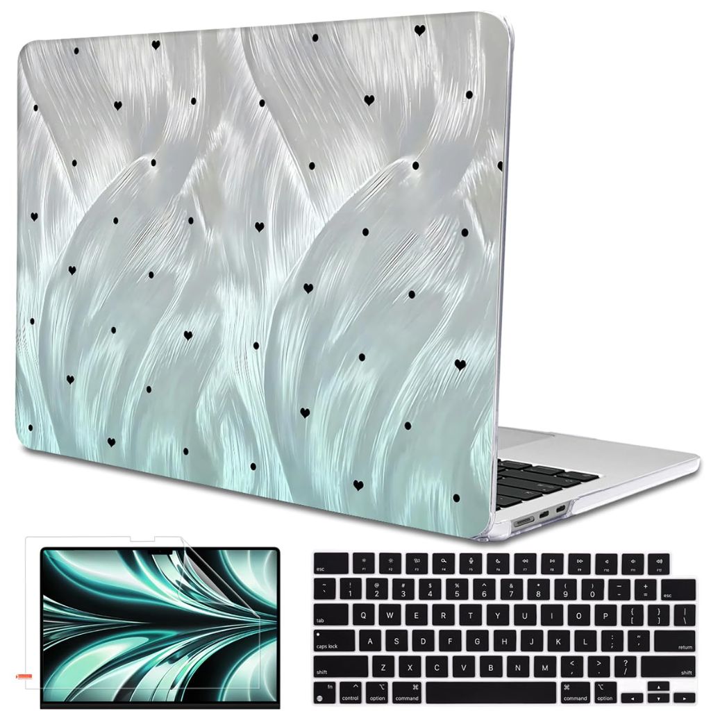LCMOCICO for MacBook Air 13 Inch Case 2026 2025 2024 2023 2022 Release M5 A3449 M4 A3240 M3 A3113 M2 A2681, Scratch Resistant Plastic Hard Shell Case for MacBook Air 13.6 M5, Silver Green Gradient