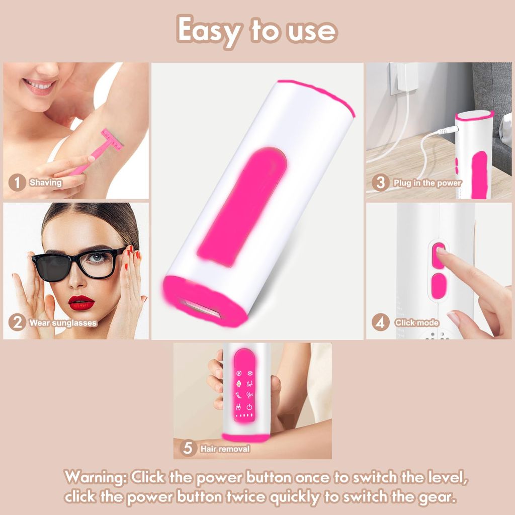 Avemoi Sapphire Laser Hair Removal with Ice Cooling, Painless 5 Levels, 2 Modes, Infinite Flash