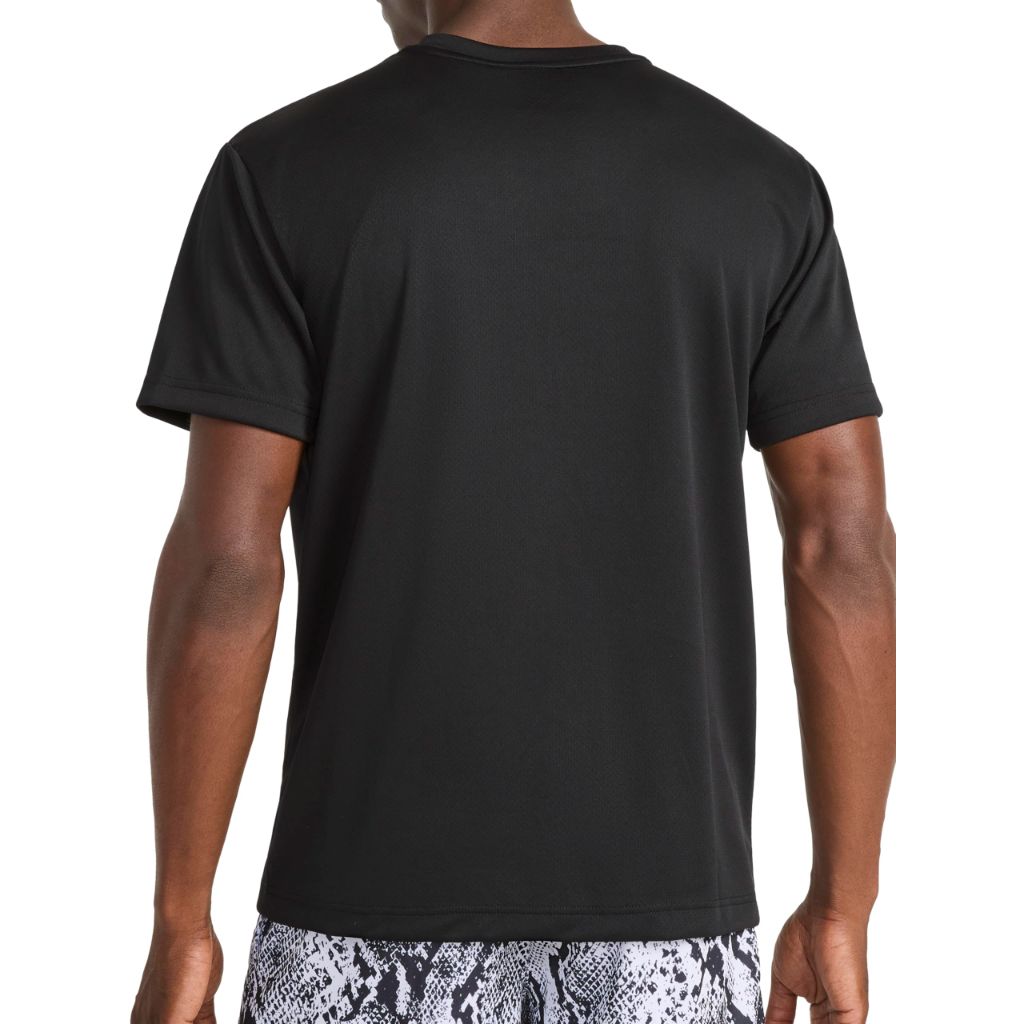 Reebok Men’s Poseidon Short Sleeve T-Shirt, Standard Fit, Breathable Stretch Waffle-Knit Jacquard Fabric, Black, Large