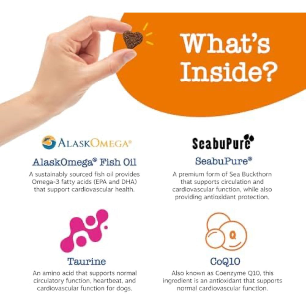 Zesty Paws Senior Advanced Cardio Bites for Dogs, Taurine w/CoQ10, L Carnitine, & Sea Buckthorn - 90ct, Salmon