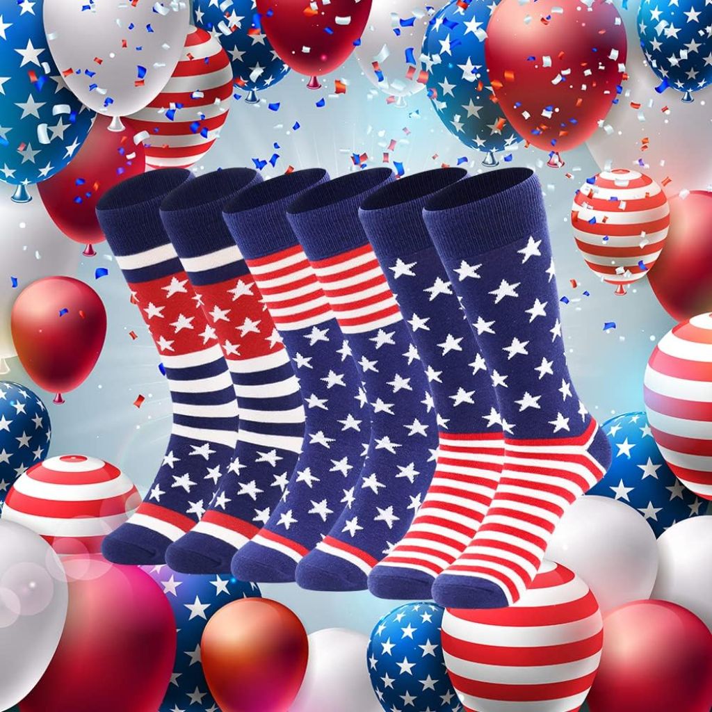 BISOUSOX American Flag Socks Men's Dress Socks, Sizes 9-12