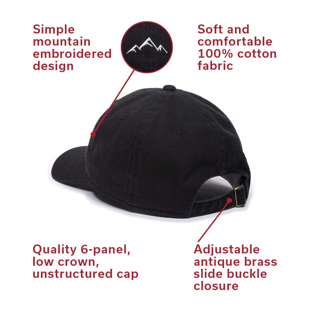 Outdoor Cap Mountain Embroidered Dad Hat, Black - One Size