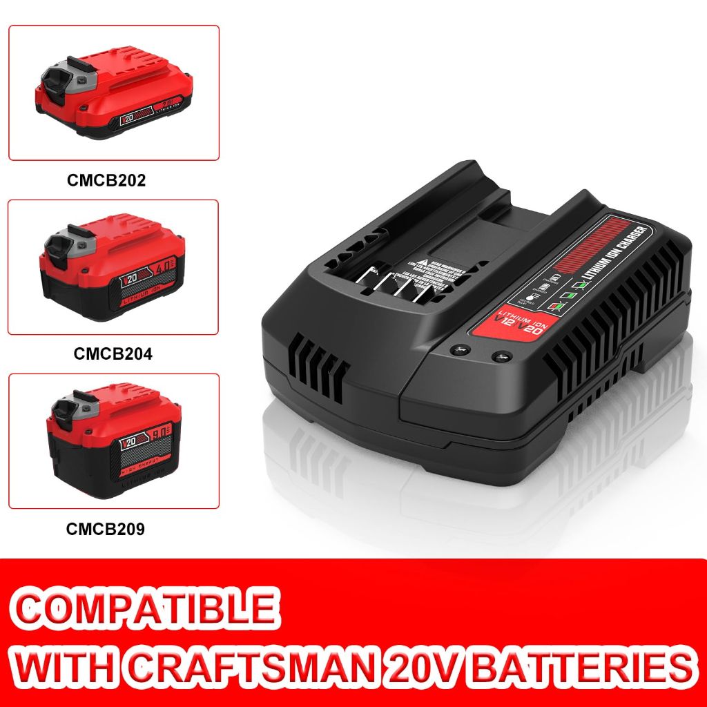 20V 6.5Ah Lithium Battery Replacement for Craftsman CMCB204 - Includes Charger and 2 Batteries