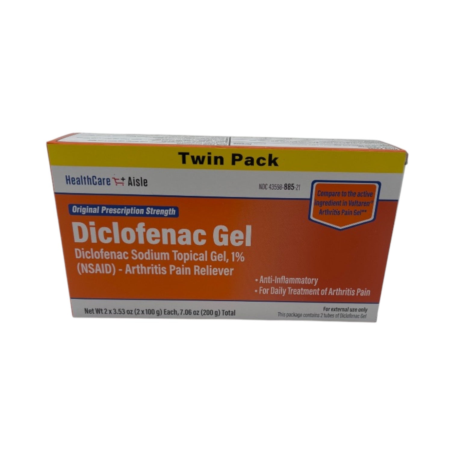HealthCareAisle Diclofenac Topical Gel, 1% - 3.53oz. (Twin Pack)