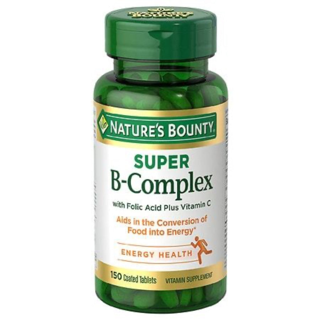 Nature s Bounty Super B Complex with Folic Acid plus Vitamin C Vitamin Supplement Tablets  150 Count