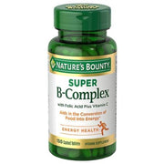 Nature s Bounty Super B Complex with Folic Acid plus Vitamin C Vitamin Supplement Tablets  150 Count