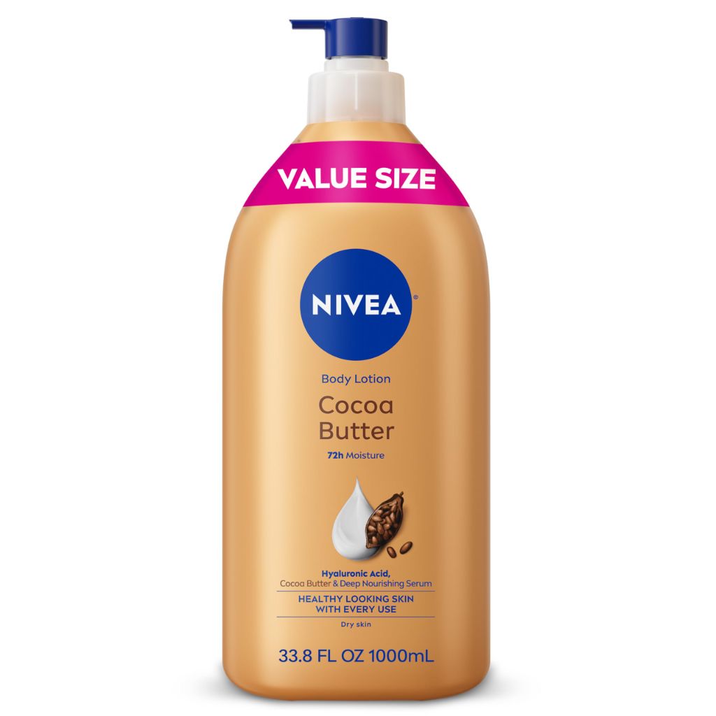 NIVEA Cocoa Butter Body Lotion for Dry Skin with Hyaluronic Acid, 33.8 Fl Oz