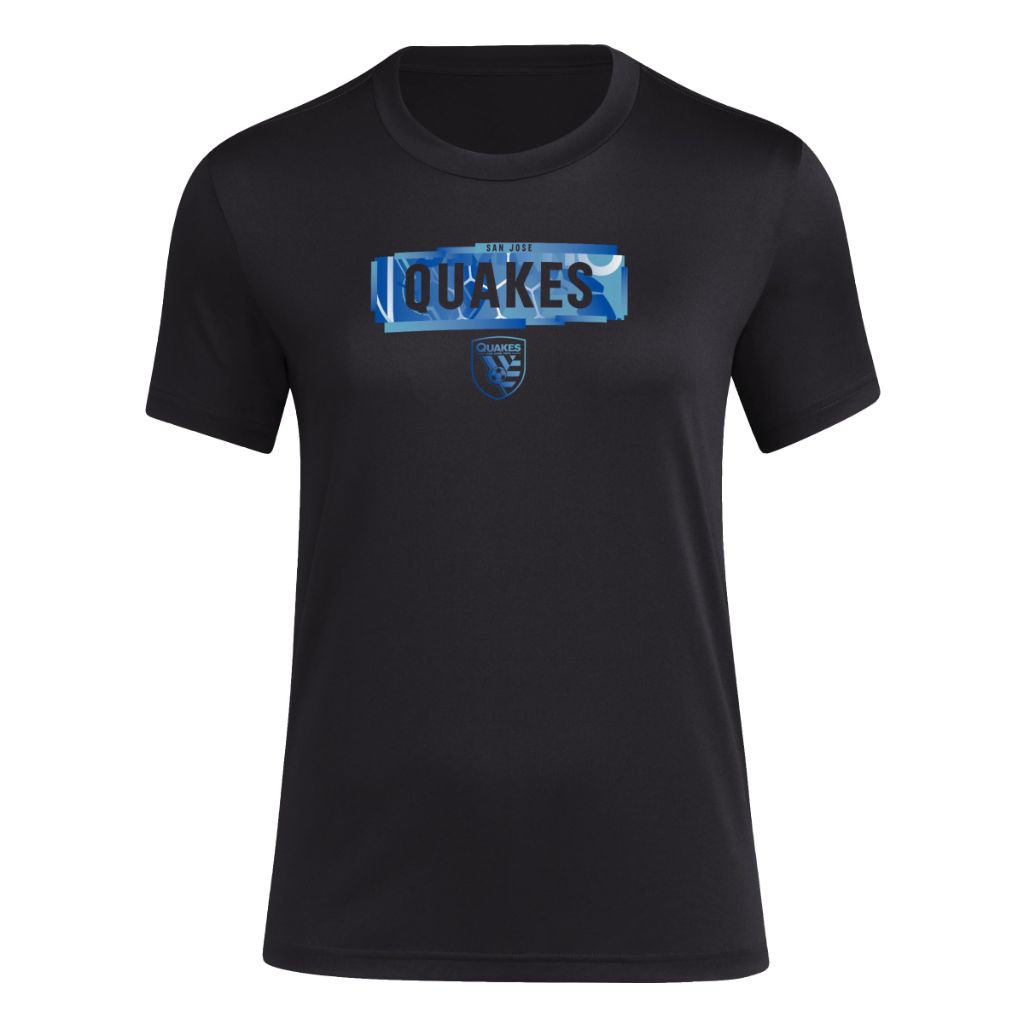adidas Women's Local Pop Short Sleeve Pre-Game T-Shirt -San Jose Earthquakes, Black (XL)