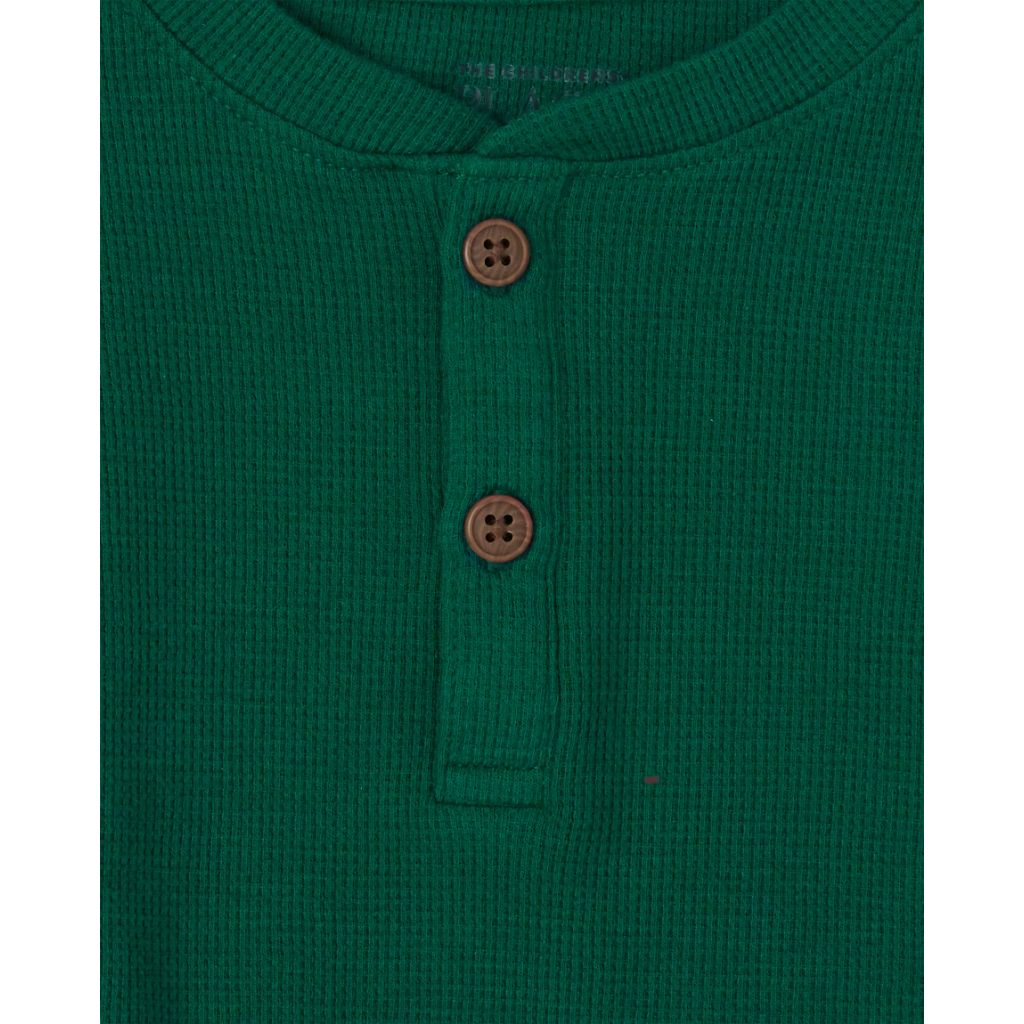 The Children's Place Baby Boys and Toddler Boy Long Sleeve Thermal Henley Top Shirt, Spruceshad, 18-24 Months US