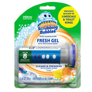Scrubbing Bubbles Fresh Gel Toilet Bowl Cleaning Stamps, Helps Keep Toilet Clean and Helps Prevent Limescale & Rings, Citrus Scent, 1 Dispenser with 6 Fresh Gel Stamps