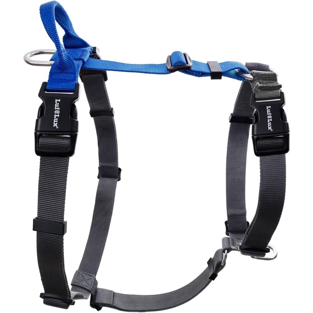 LufeLux Non-Restrictive Dog Harness Medium No Pull Harness, Blue/Black