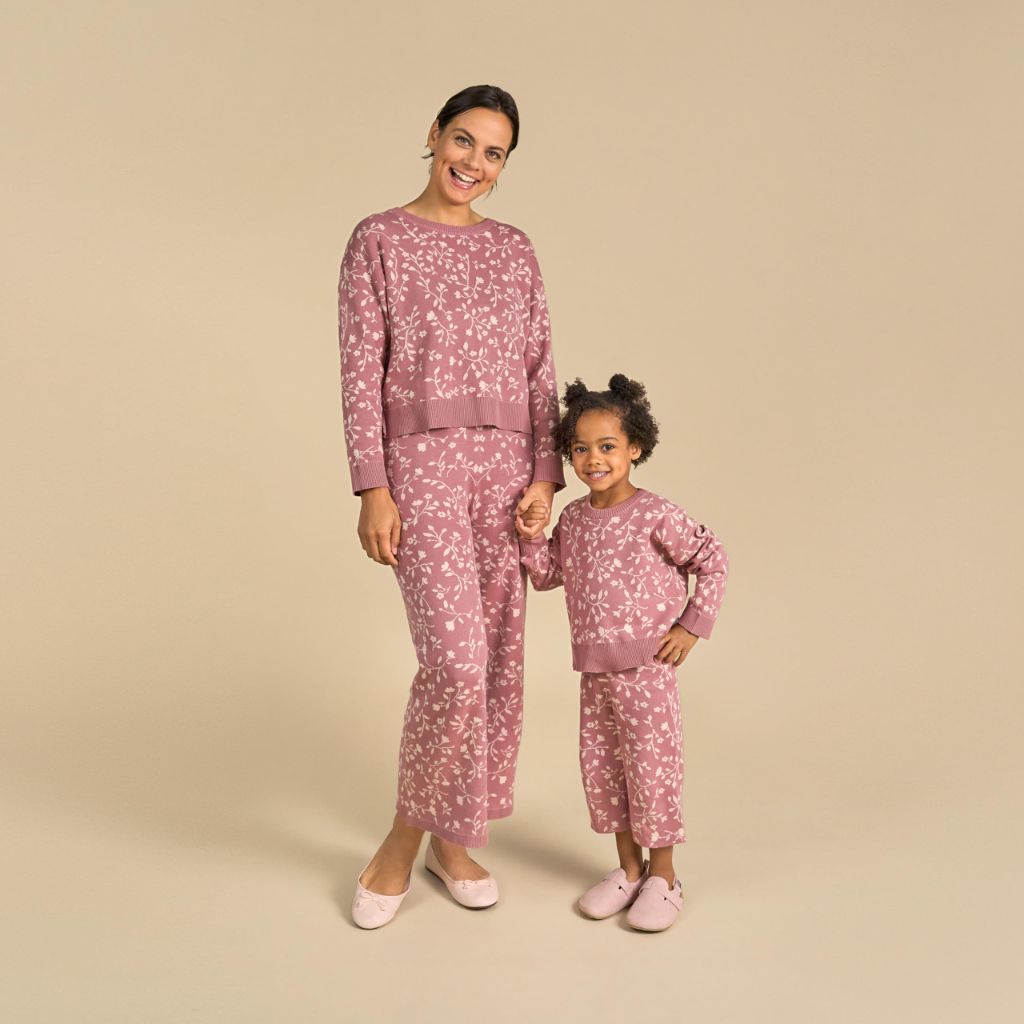 Modern Moments by Gerber Baby Girls' Mommy and Me Sweater Knit Pant, Dark Rose Branches, X-Small