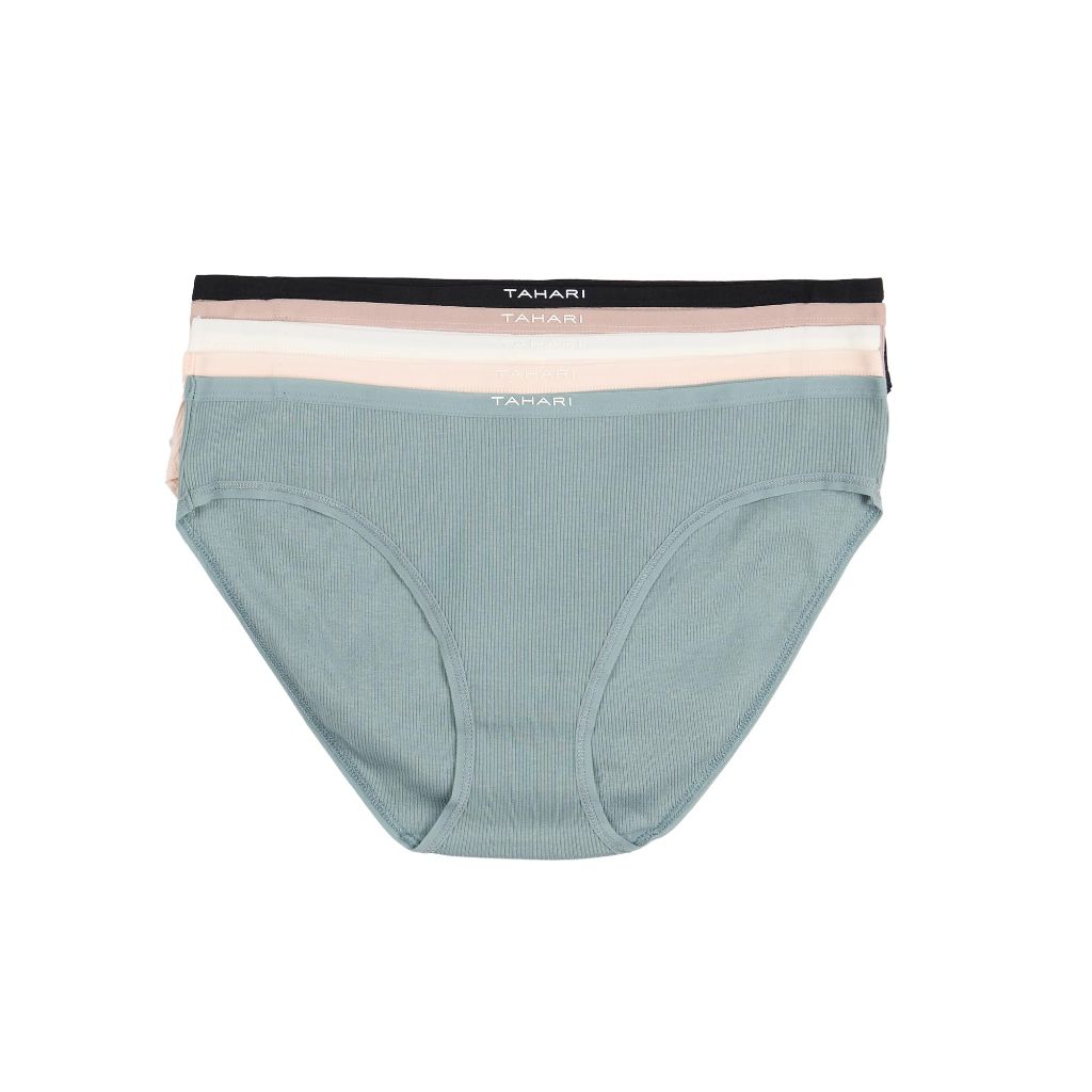 Tahari Women's 5-Pack Cotton Blend Everyday Underwear Panties, Lead, Large