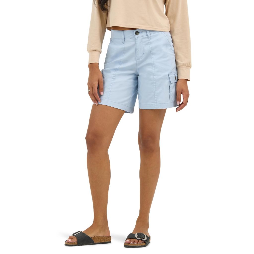 Lee Women's Ultra Lux Comfort with Flex-to-Go Cargo Short, Shy Blue, 2