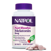 Natrol Melatonin 5mg Fast Dissolve Tablets, Sleep Support Supplements for Adults, Strawberry Flavor, 200 Tablets