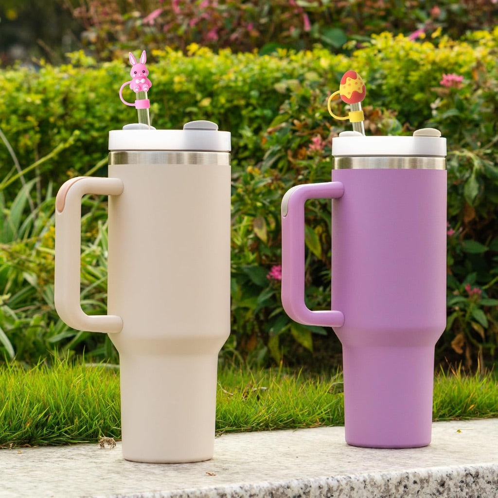 6 Piece Straw Covers for Stanley Tumblers, Reusable - Easter Bunny, Easter Eggs