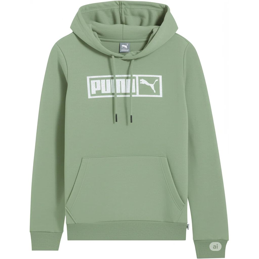 PUMA Women's Graphic Hoodie, Green Fog, Medium