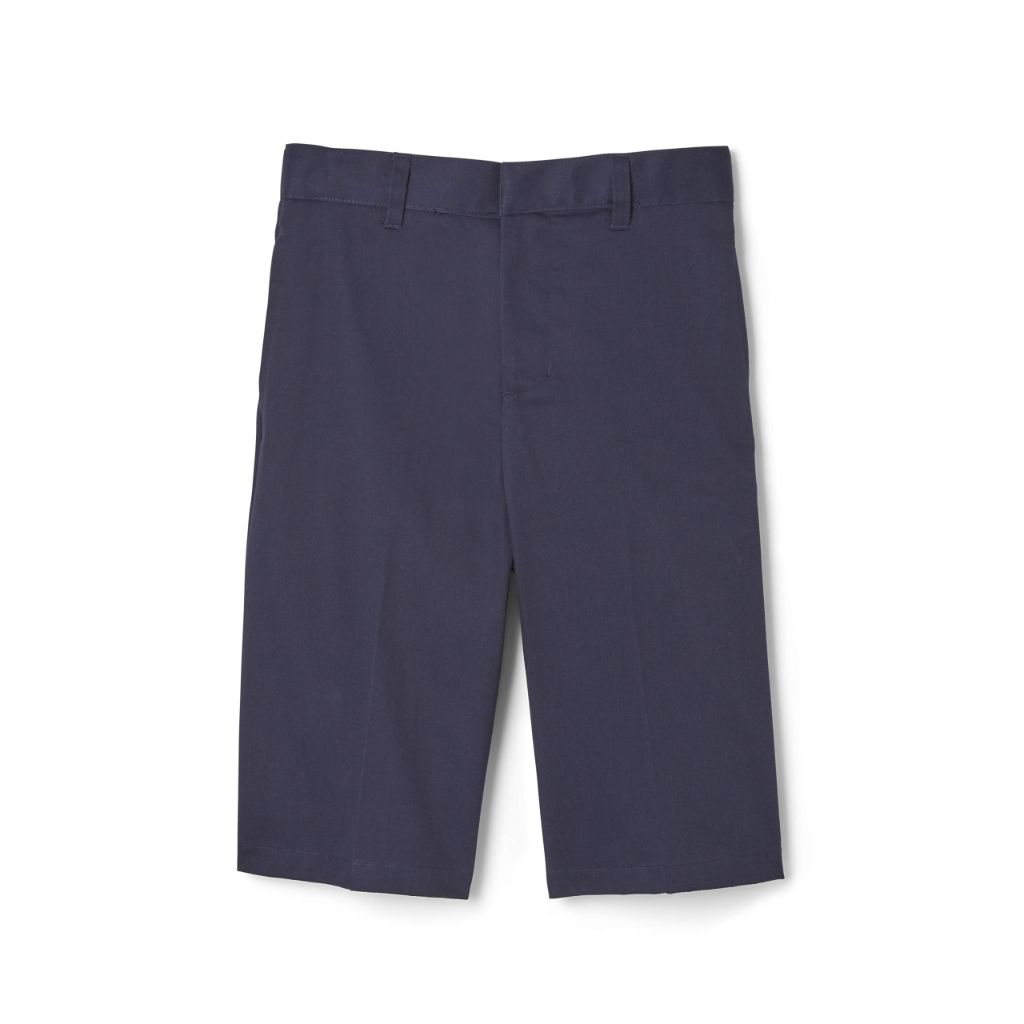 French Toast boys Flat Front Stretch Twill Shorts with Adjustable Waist in Standard and Extended Kids Sizes Navy, 12 Husky