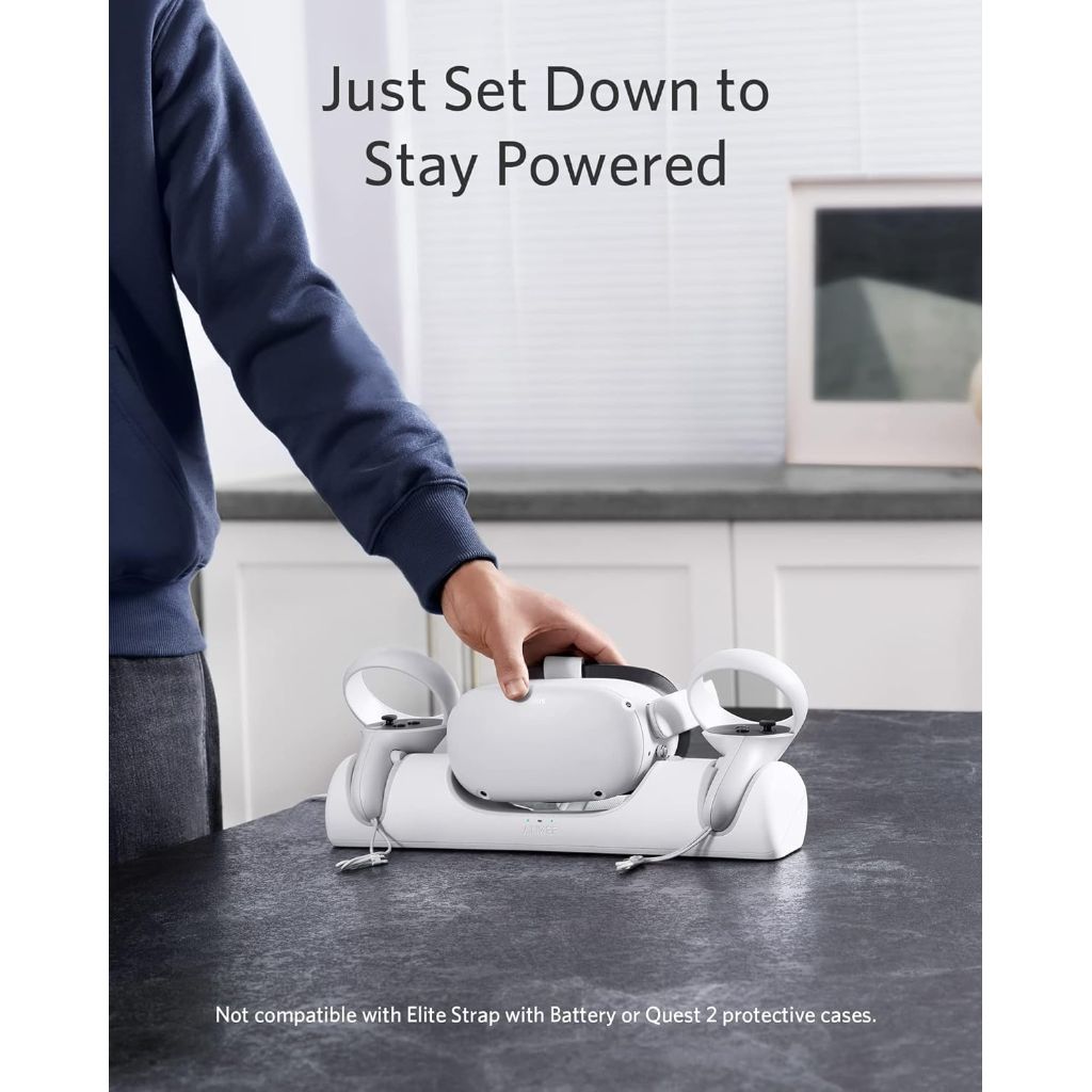 Anker Charging Dock for Oculus Quest 2 – VR Headset & Controller Charging Stand with Rechargeable Batteries, Magnetic USB-C, LED Indicators – Oculus Certified, Includes Cleaning Cloth