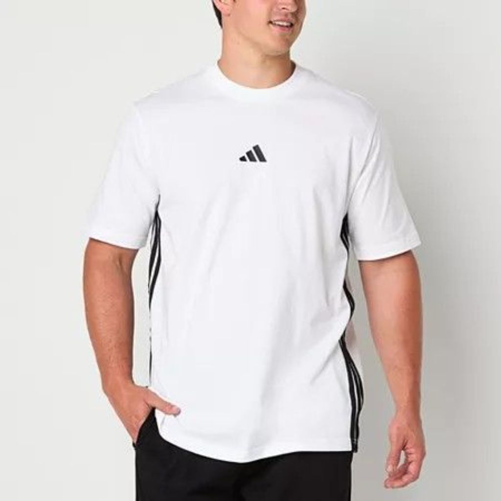 adidas Big and Tall Men's Crew Neck Short Sleeve T-Shirt - White, 3XL Tall