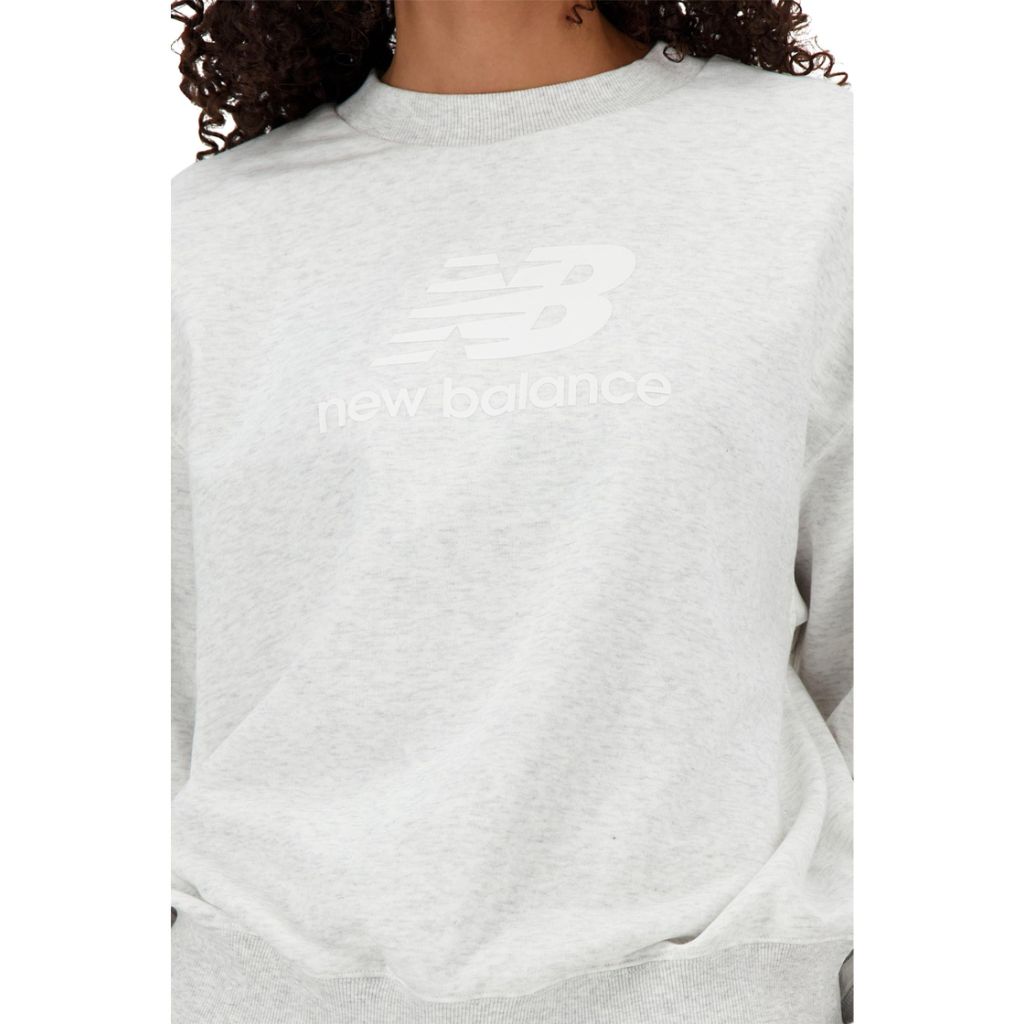 New Balance Women's Sport Essentials French Terry Logo Crew, Ash Heather, X-Small