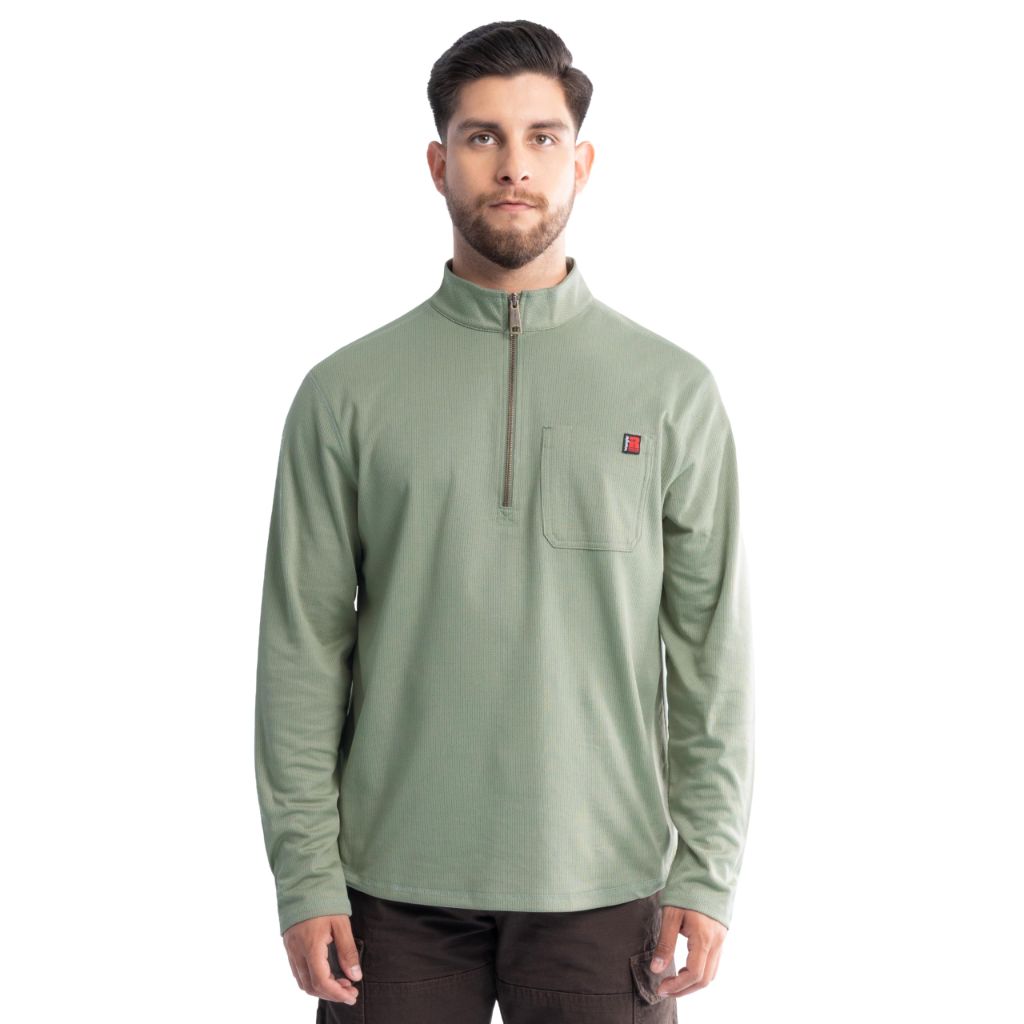 Wrangler Riggs Men's 1/2 Zip Mock Neck Pullover, Green, XX-Large
