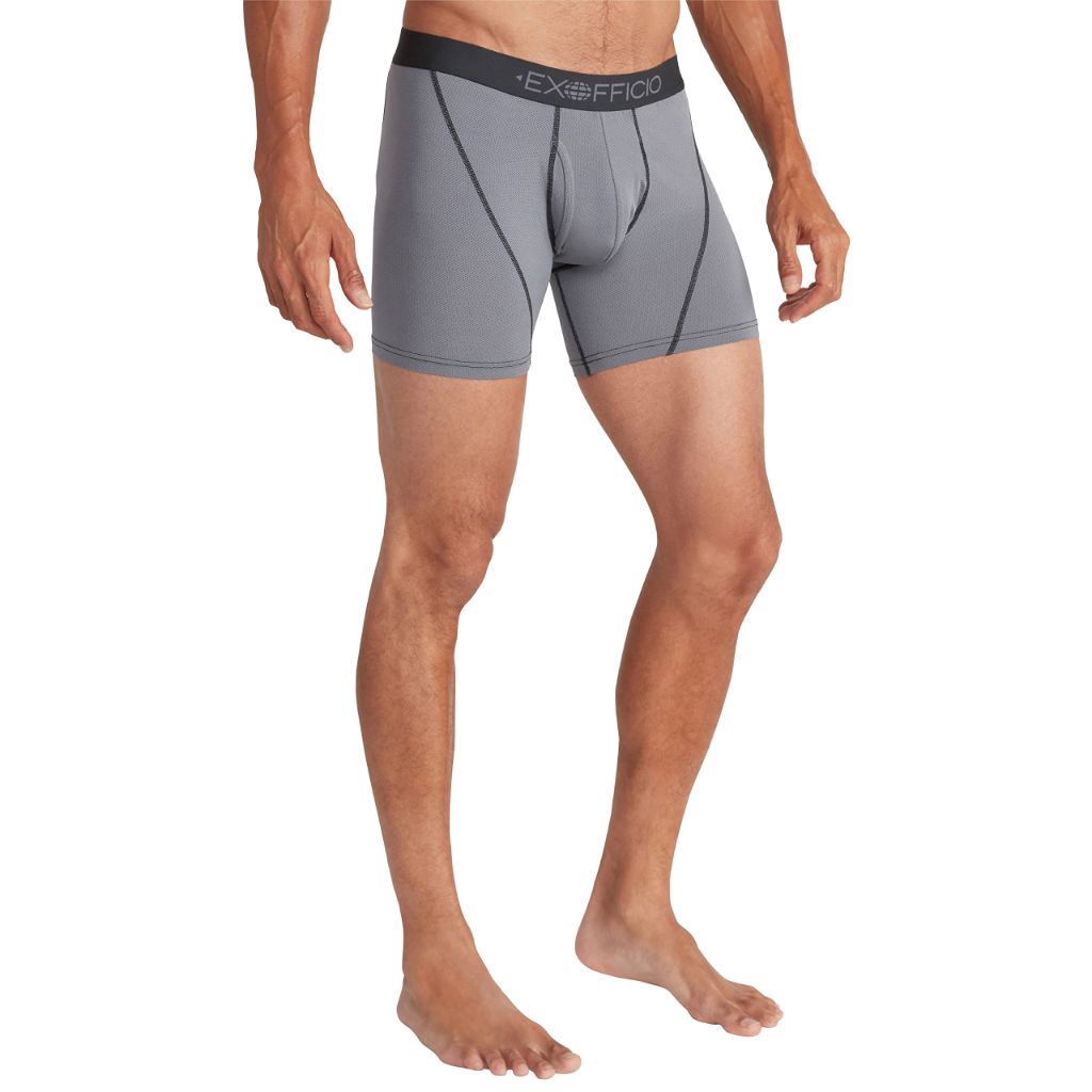 ExOfficio Men's Give-N-Go 2.0 Sport Mesh 6'' Boxer Brief, Steel Onyx/Black, Large