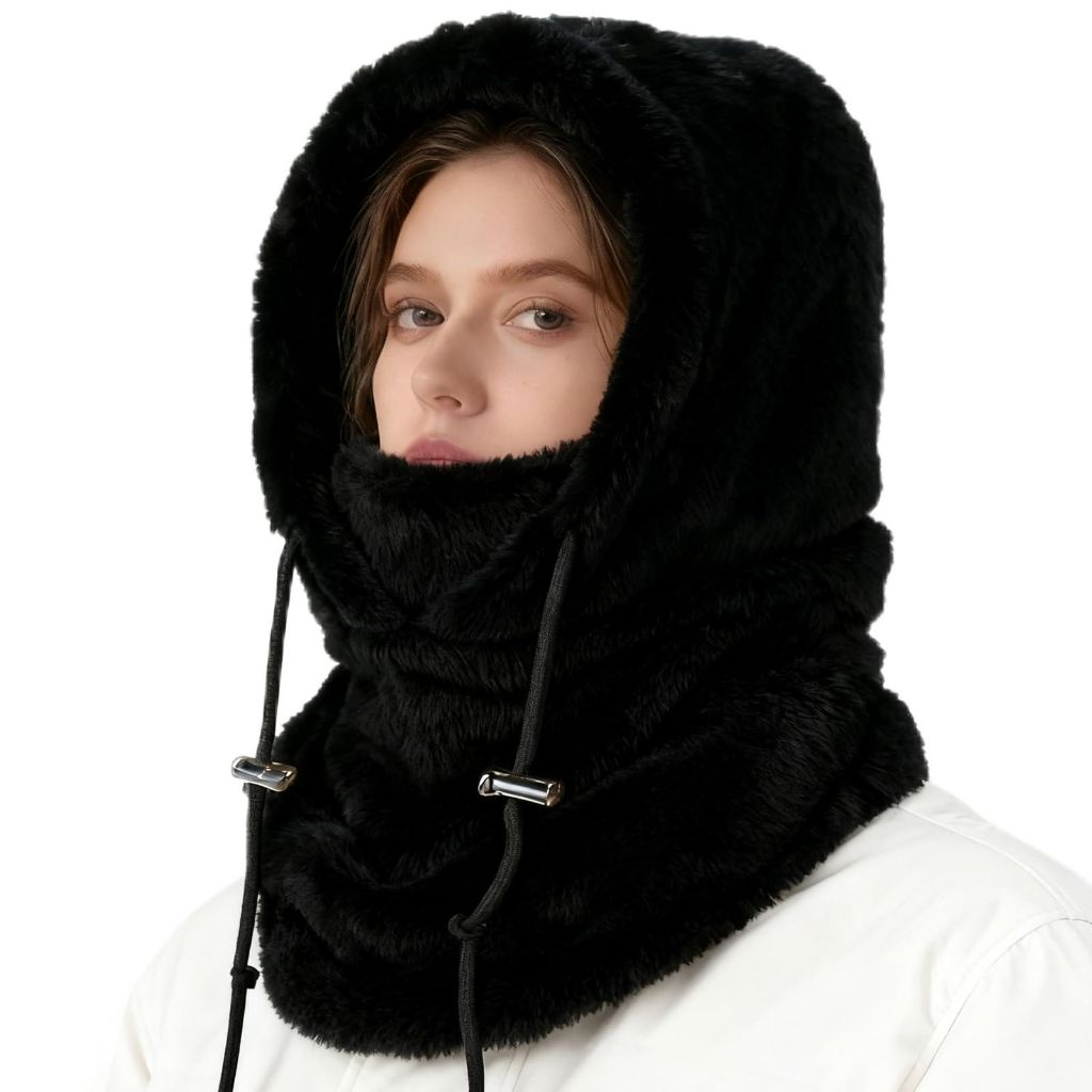 Winter Face Balaclava Fleece Ski Mask, Neck Warmer Helmet Hood - Black