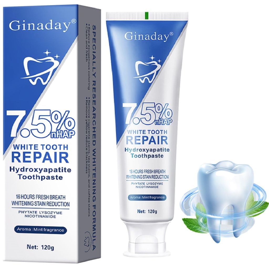 Hydroxyapatite Toothpaste, Deep Cleaning Care Oral Health for Enamel Protection and Tooth Strengthening Fresh Breath. (1Pcs)