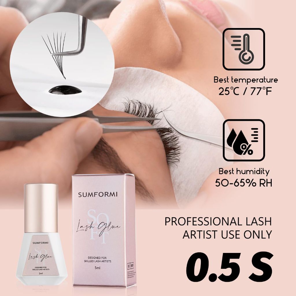 SUMFORMI - Waterproof Eyelash Glue for Lash Extension (0.17fl.oz / 5ml)