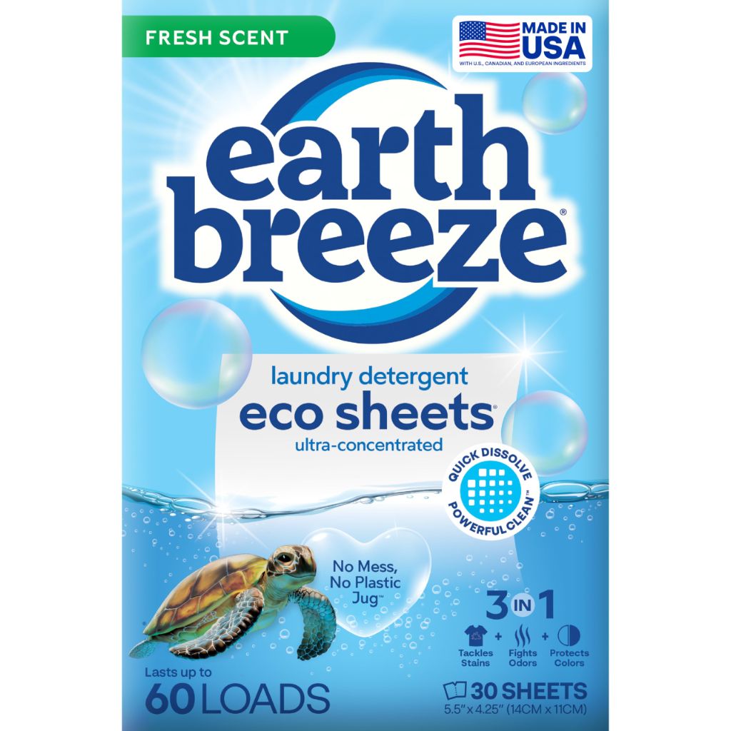 Earth Breeze Laundry Detergent Eco Sheets - Fresh Scent, 30 Sheets
