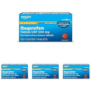 Amazon Basic Care Ibuprofen Tablets 200 mg, Pain Reliever/Fever Reducer, 100 Count