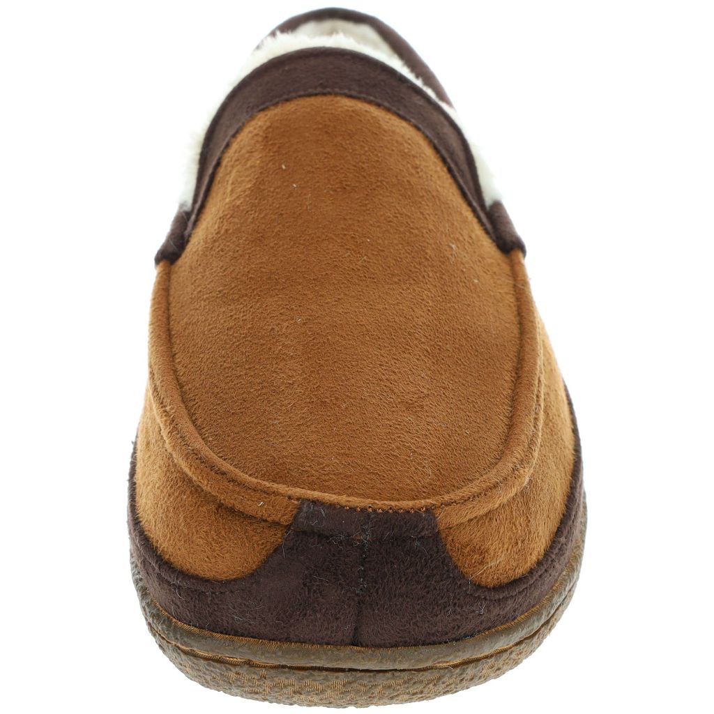 IZOD Men's Memory Foam Slipper, Classic Two-Tone Moccasin, (Medium / 8-9, Tan)