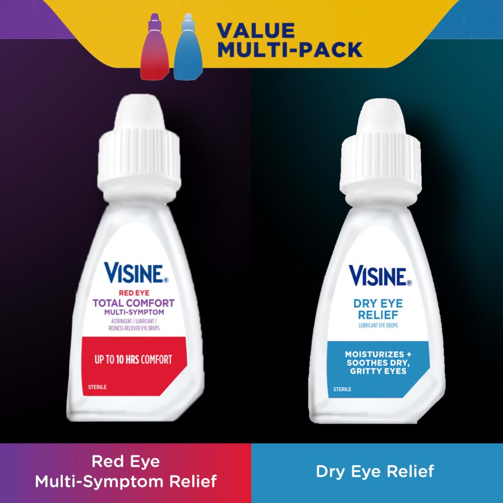 Visine Red Eye Total Comfort Multi Symptom All-in-One Astringent, Multipack (2) - 15mL each
