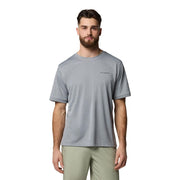 Columbia Mens Sage Peak Knit Short Sleeve Crew, Columbia Grey Heather, Medium