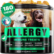 Natural Dog Allergy Chews for Dog Itch - 180 Anti Itch Immune Treats for Dogs Licking Paws, Antihistamine
