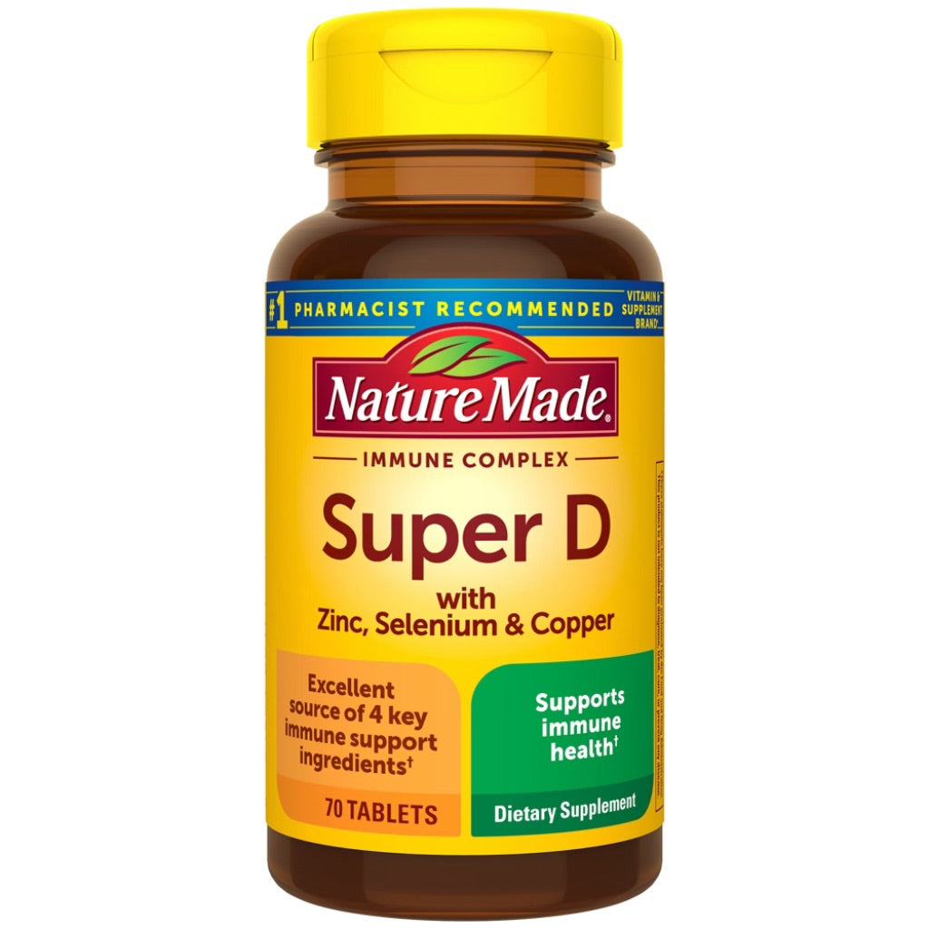Nature Made Super Vitamin D Immune Complex Tablets  Vitamin D3  Selenium  Copper & Zinc Supplements - 70ct