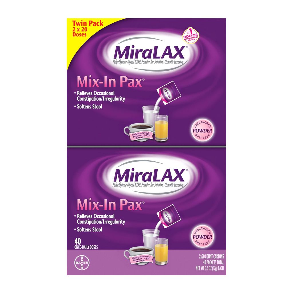 MiraLAX Laxative Powder Single Dose Mix-in Pax, Travel Size - 40 Doses