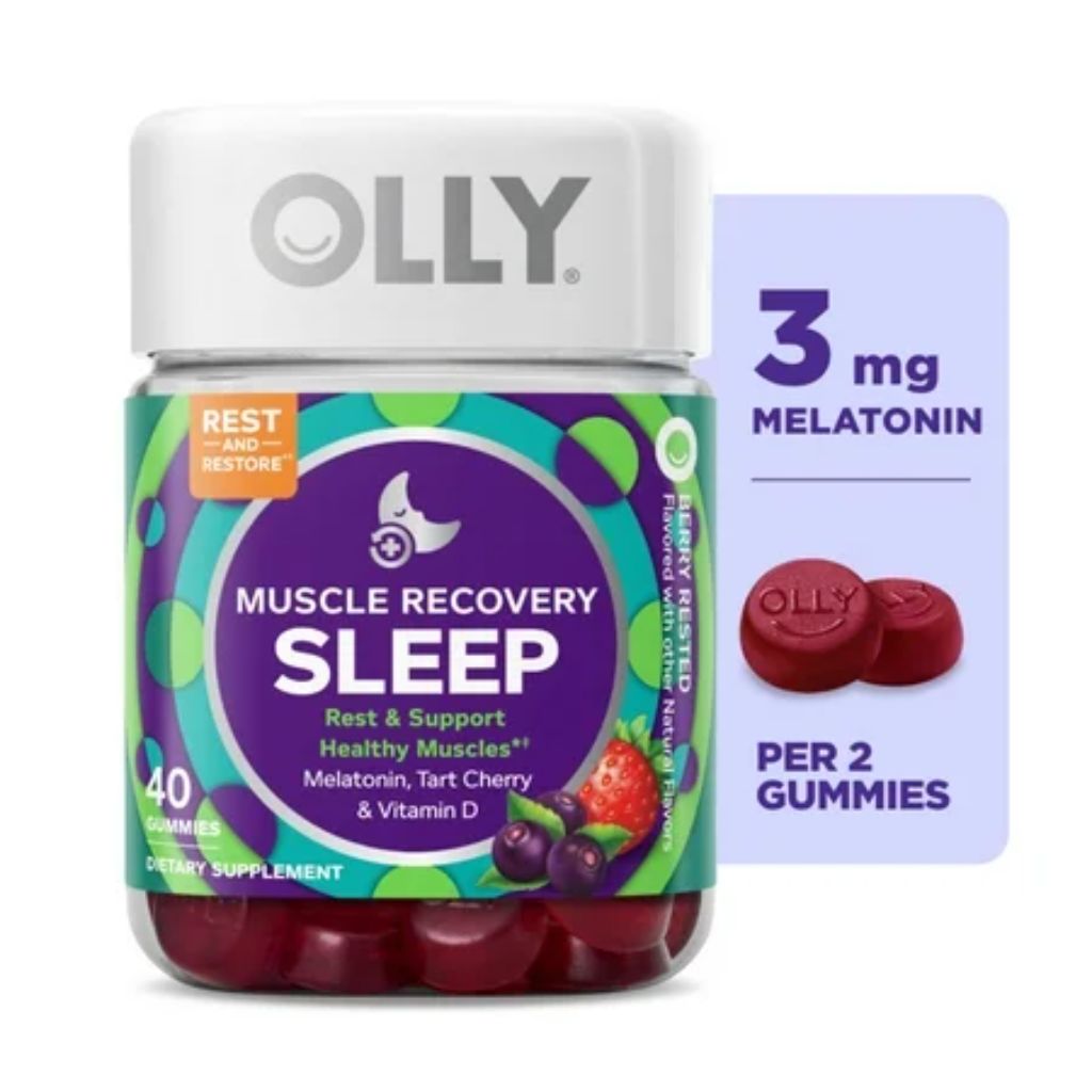 OLLY Muscle Recovery Sleep Gummies 3mg Melatonin Tart Cherry Extract Vitamin D Berry - 40ct
