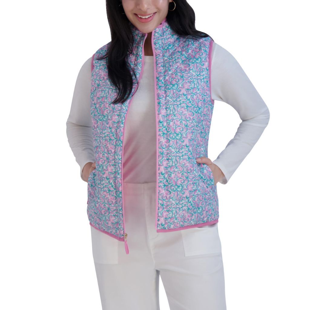 Stella Parker Women's Sleeveless Quilted Active Lightweight Tennis Vest, Rose Water, Small