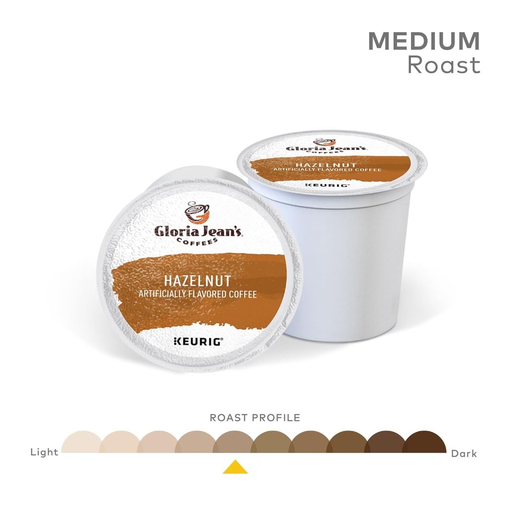 Gloria Jean's Medium Roast Hazelnut Keurig K-Cup Coffee Pods, 60ct