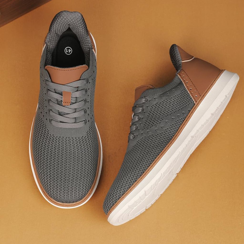 EADNLY Mens Slip On Casual Dress Sneakers (Grey,48)