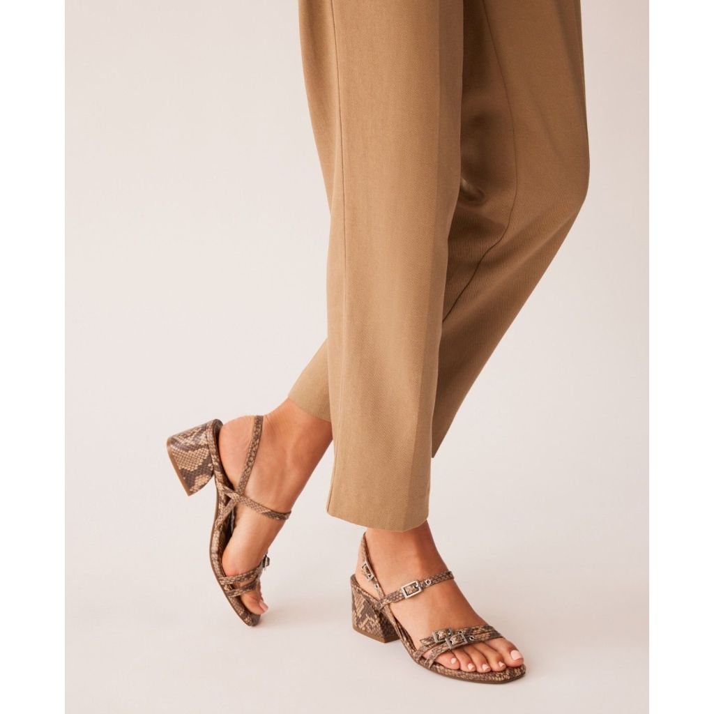 Anne Klein Women's Mackenzie Block Heel Sandals, Snake Print - Size 6.5M