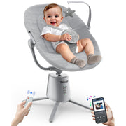 Zoicay Baby Swing,Baby Swings for Infants with 3 Modes & 5 Speeds, BT Enabled App & Remote Control, (Gray)